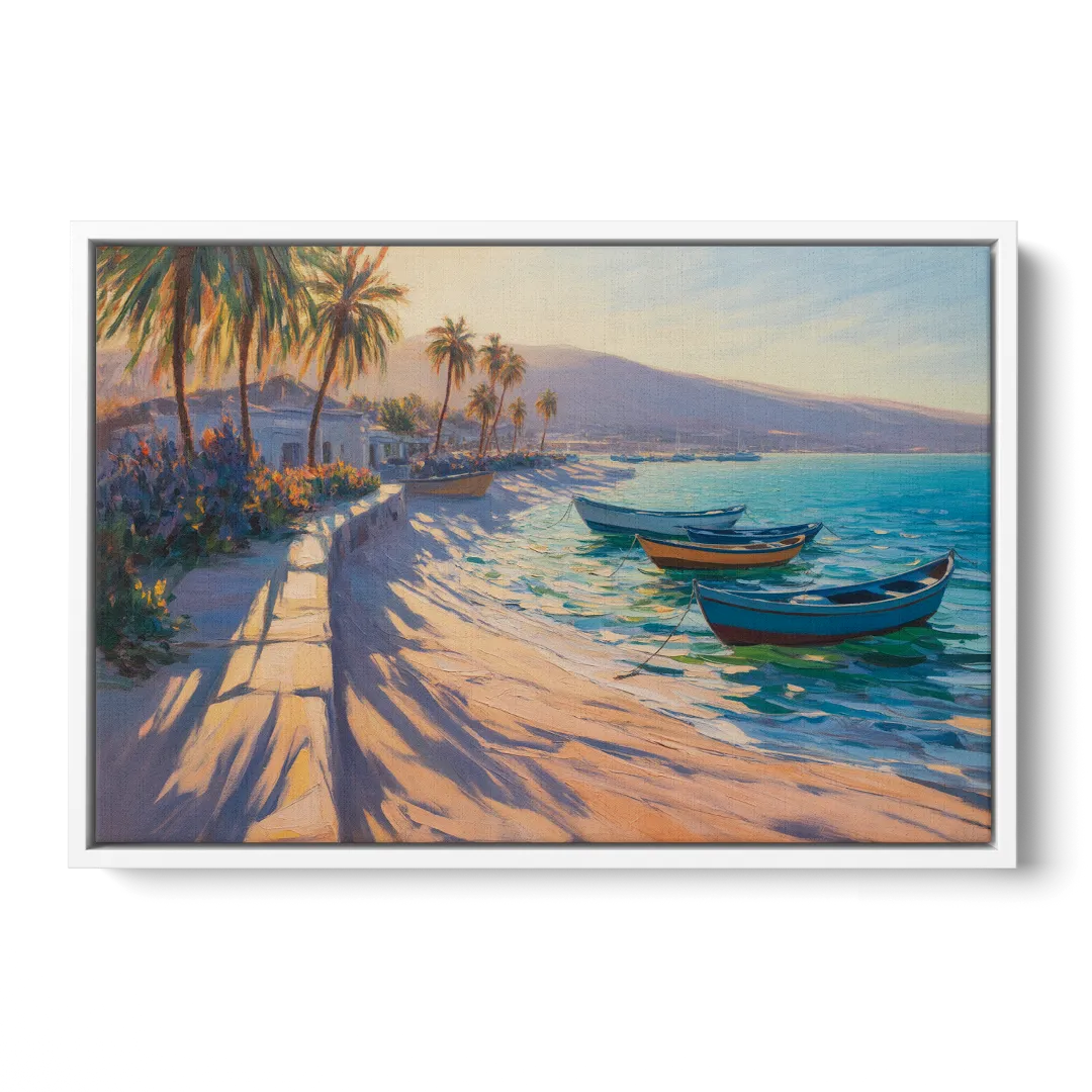 La Paz Palm Coast Front - White Canvas Wall Art