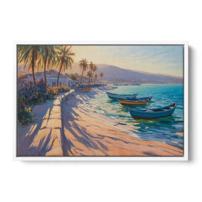 La Paz Palm Coast Front - White Canvas Wall Art