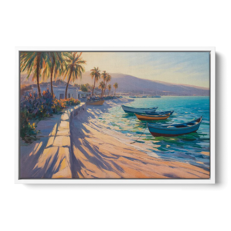 La Paz Palm Coast Front - White Canvas Wall Art