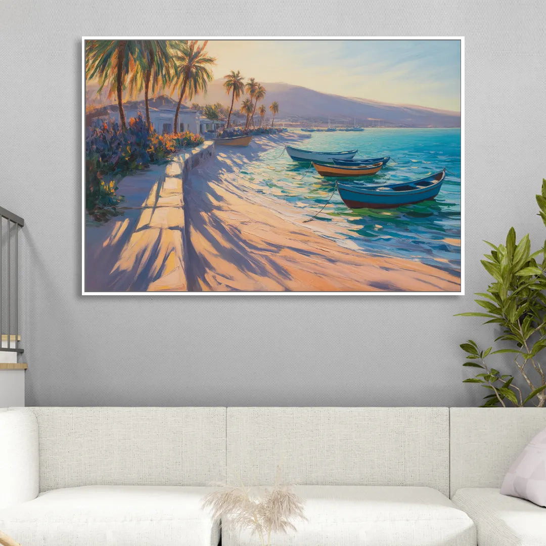 La Paz Palm Coast Living Room - White Canvas Wall Art