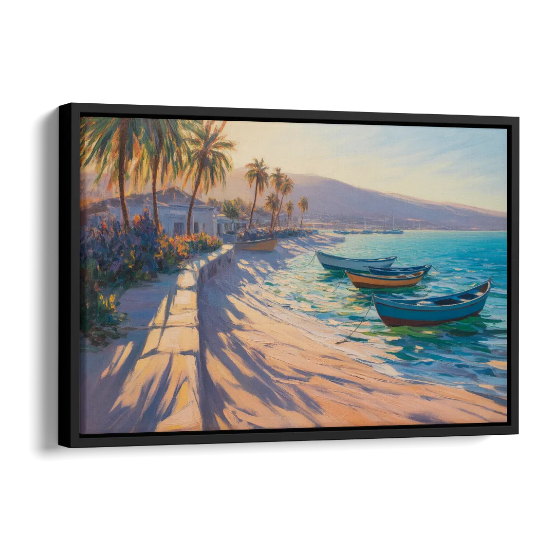 La Paz Palm Coast Side - Black Canvas Wall Art