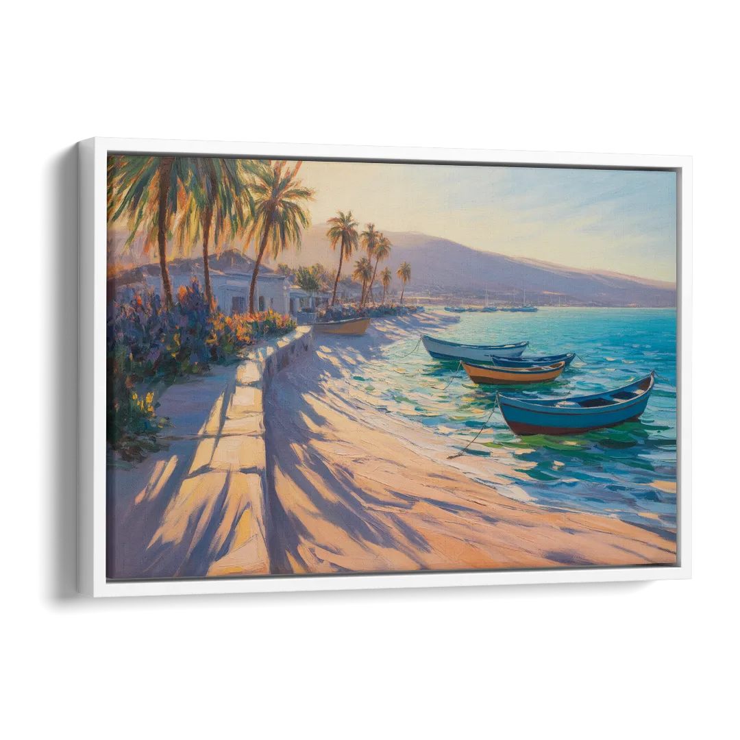 La Paz Palm Coast Side - White Canvas Wall Art