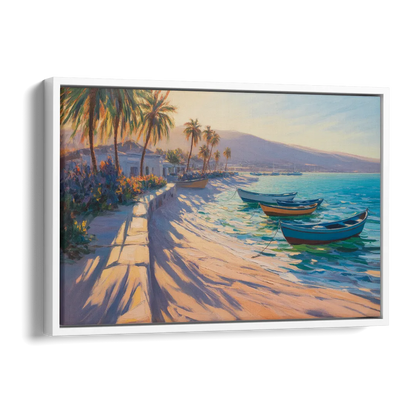 La Paz Palm Coast Side - White Canvas Wall Art