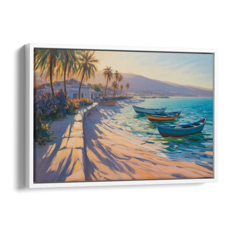 La Paz Palm Coast Side - White Canvas Wall Art
