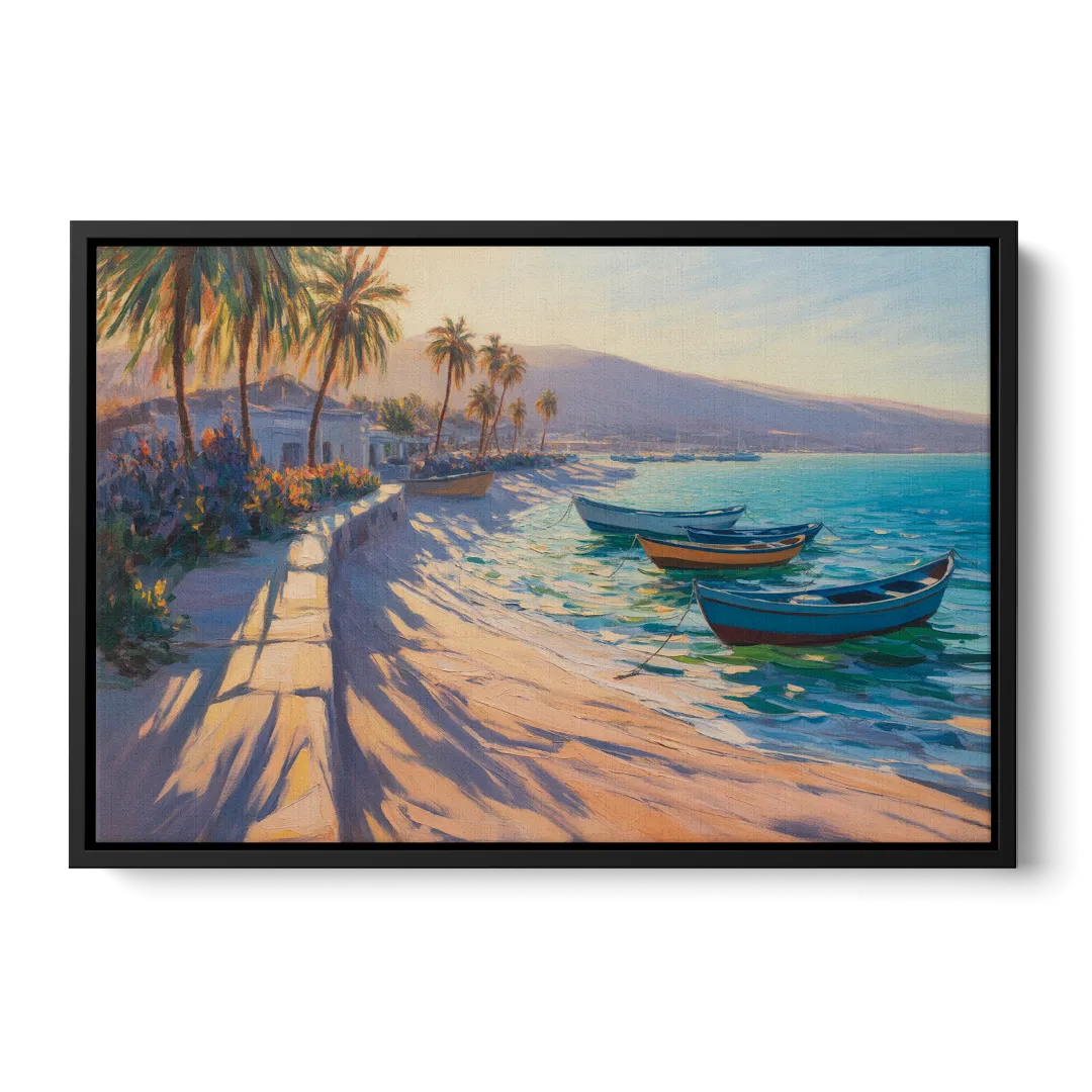 La Paz Palm Coast Front - Black Canvas Wall Art