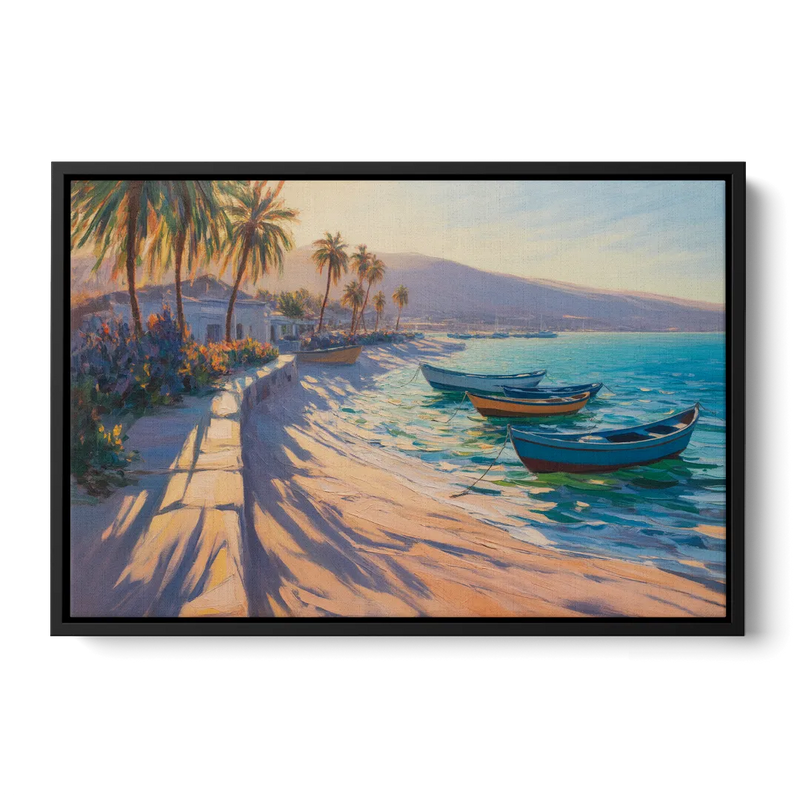 La Paz Palm Coast Front - Black Canvas Wall Art