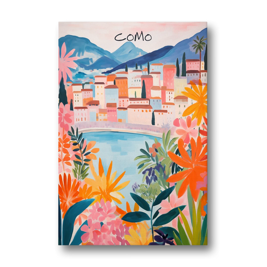 Lake Como Art in Tropical Bloom - Canvas Wall Art - Front