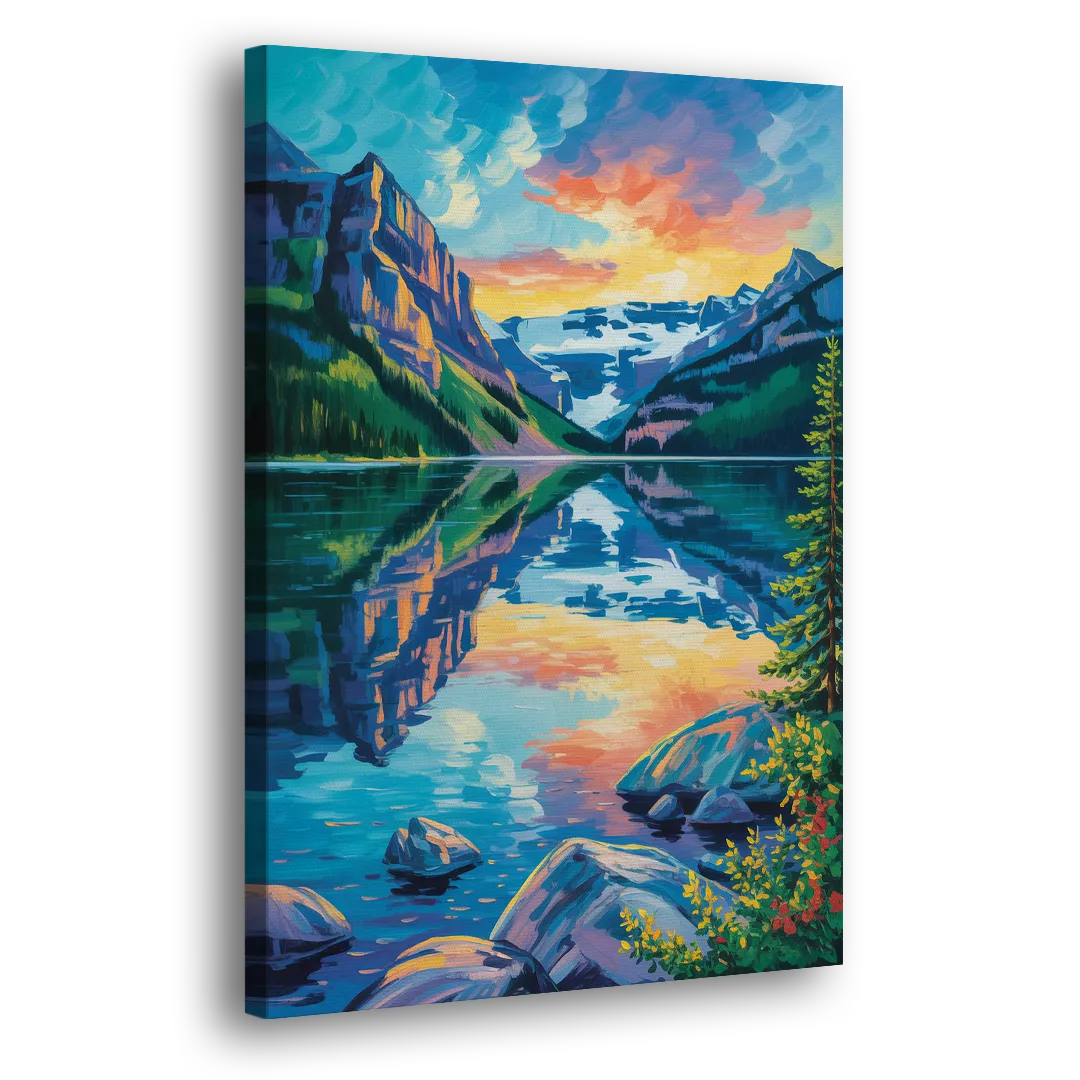 Lake Louise Reflections Side - Canvas Wall Art