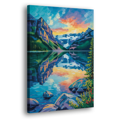 Lake Louise Reflections Side - Canvas Wall Art