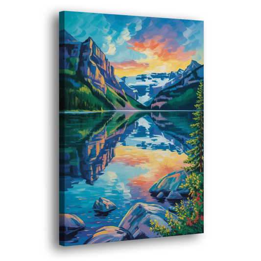 Lake Louise Reflections Side - Canvas Wall Art