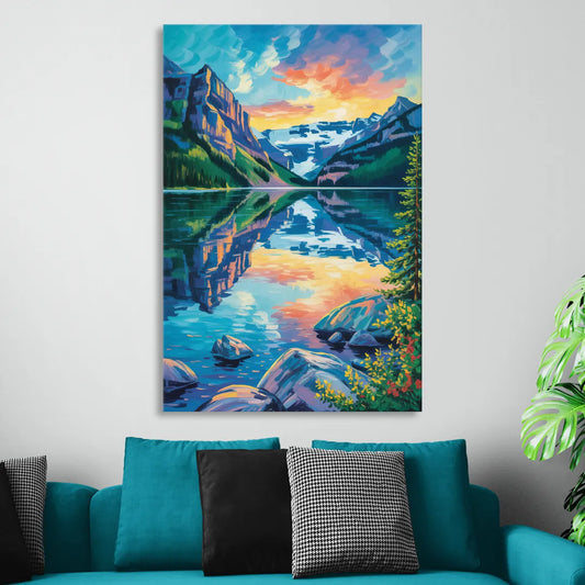 Lake Louise Reflections Living Room - Canvas Wall Art