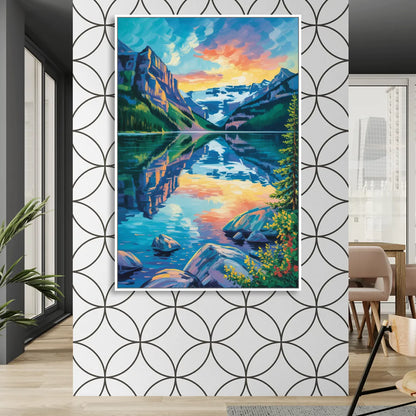 Lake Louise Reflections Sitting Room - White Canvas Wall Art