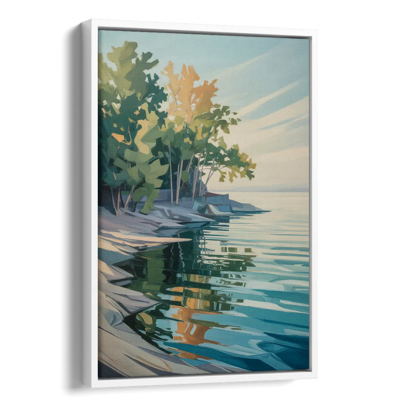 Lake Ontario Reflections Side - White Canvas Wall Art