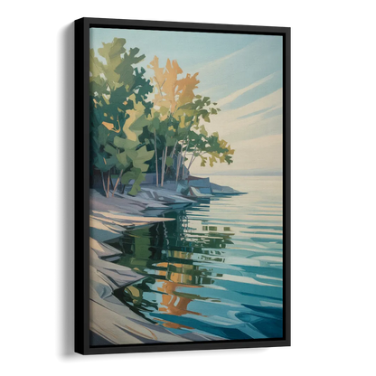 Lake Ontario Reflections Side - Black Canvas Wall Art