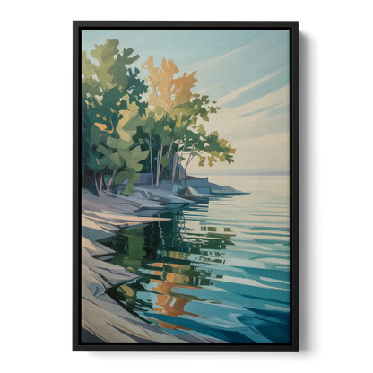 Lake Ontario Reflections Front - Black Canvas Wall Art