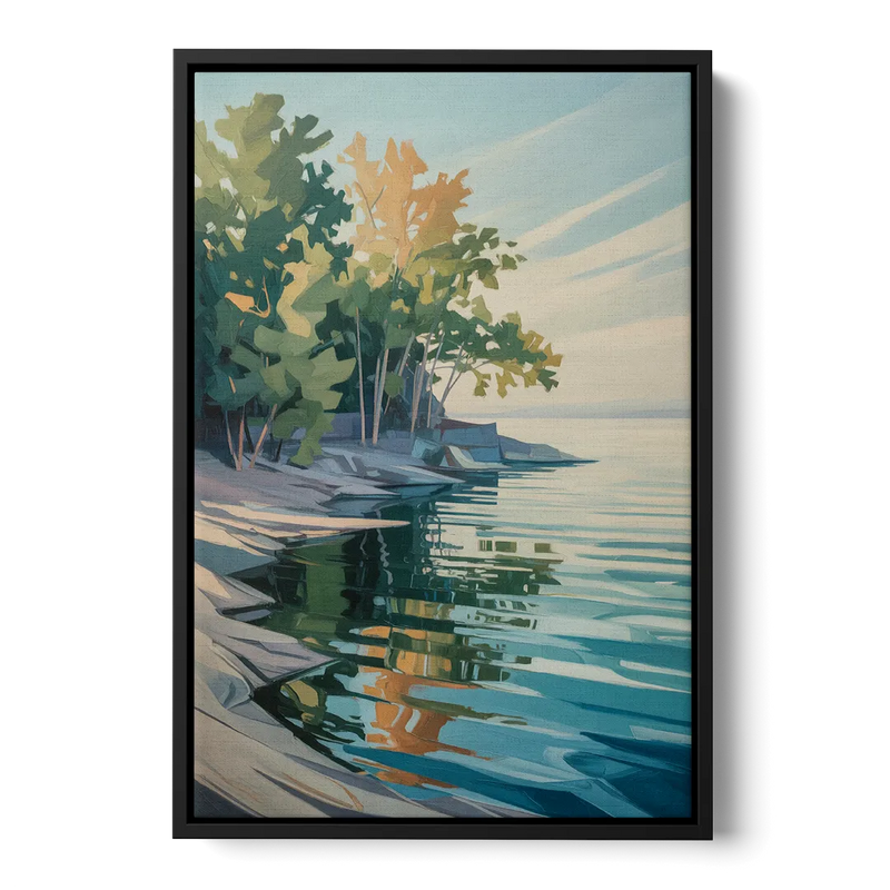 Lake Ontario Reflections Front - Black Canvas Wall Art