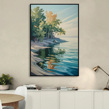 Lake Ontario Reflections Sitting Room - Black Canvas Wall Art