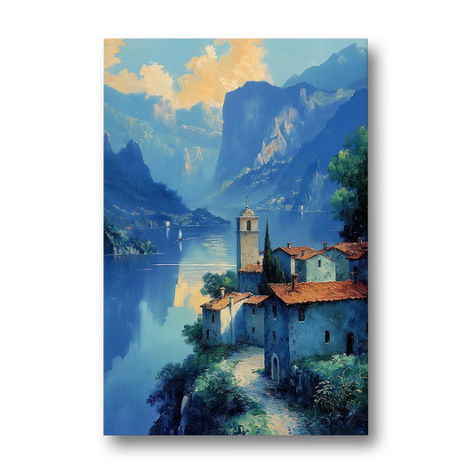 Lake Painting of Orta San Giulio - Canvas Wall Art - Front