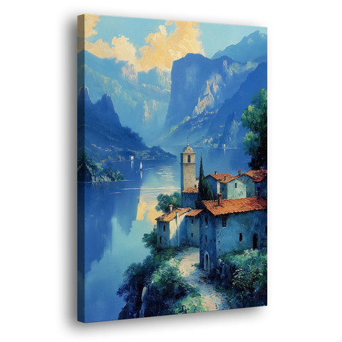 Lake Painting of Orta San Giulio - Canvas Wall Art - Side