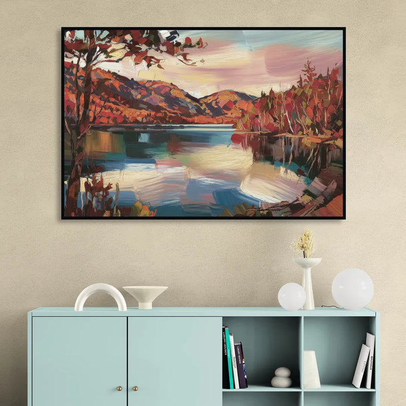 Lake Placid Adirondack Serenity Sitting Room - Black Canvas Wall Art