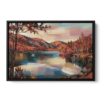 Lake Placid Adirondack Serenity Front - Black Canvas Wall Art