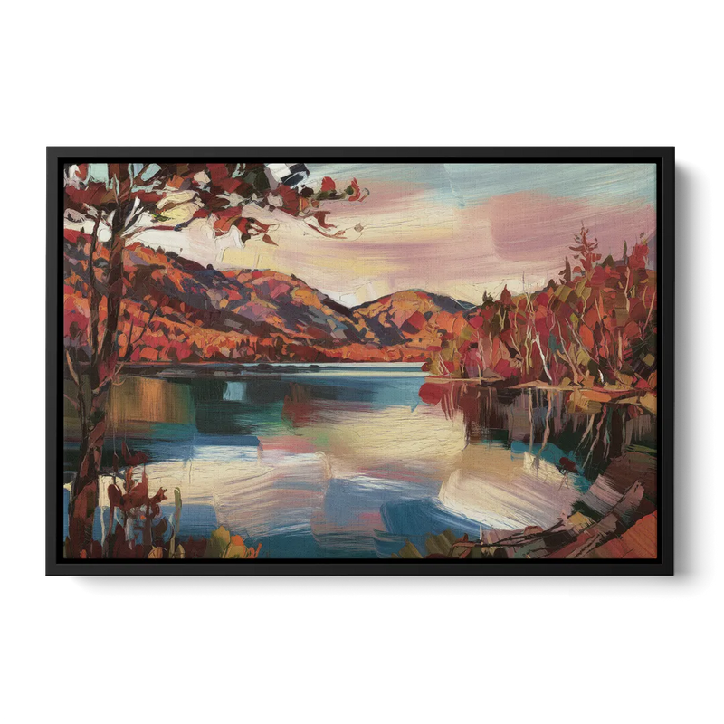 Lake Placid Adirondack Serenity Front - Black Canvas Wall Art