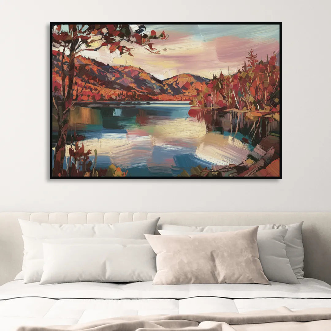 Lake Placid Adirondack Serenity Living Room - Black Canvas Wall Art