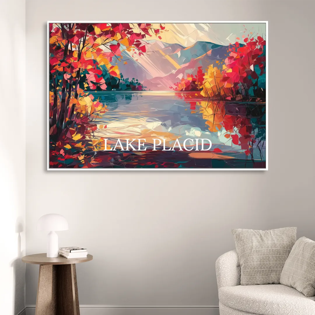 Lake Placid Autumn Splendor Sitting Room - White Canvas Wall Art