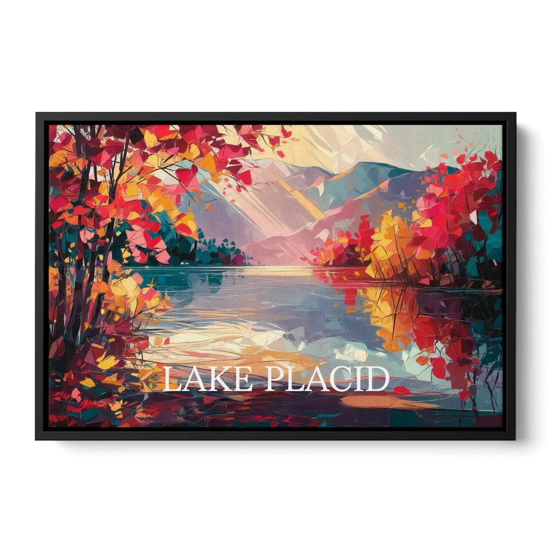 Lake Placid Autumn Splendor Front - Black Canvas Wall Art