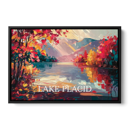Lake Placid Autumn Splendor Front - Black Canvas Wall Art