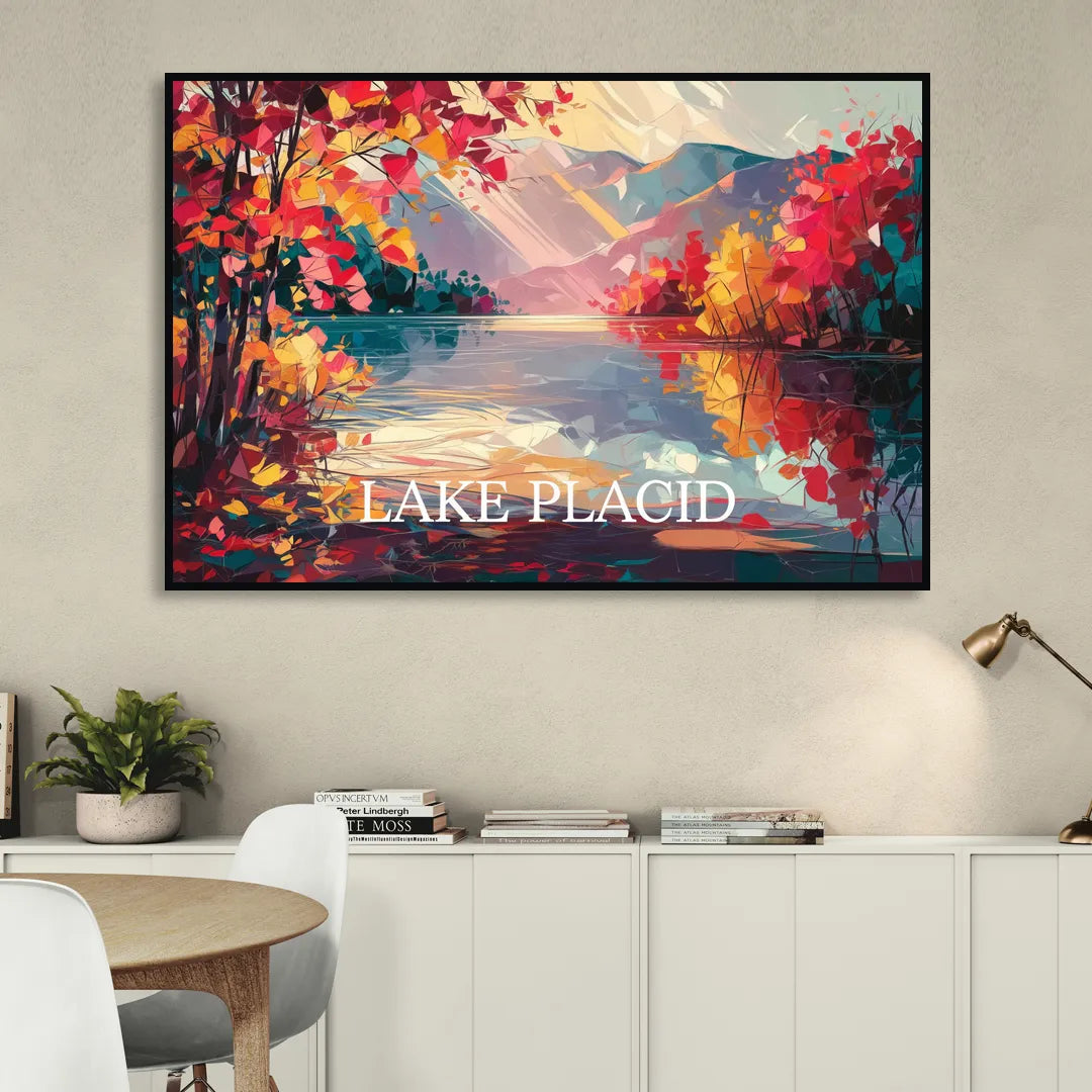 Lake Placid Autumn Splendor Sitting Room - Black Canvas Wall Art