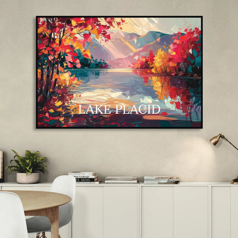 Lake Placid Autumn Splendor Sitting Room - Black Canvas Wall Art