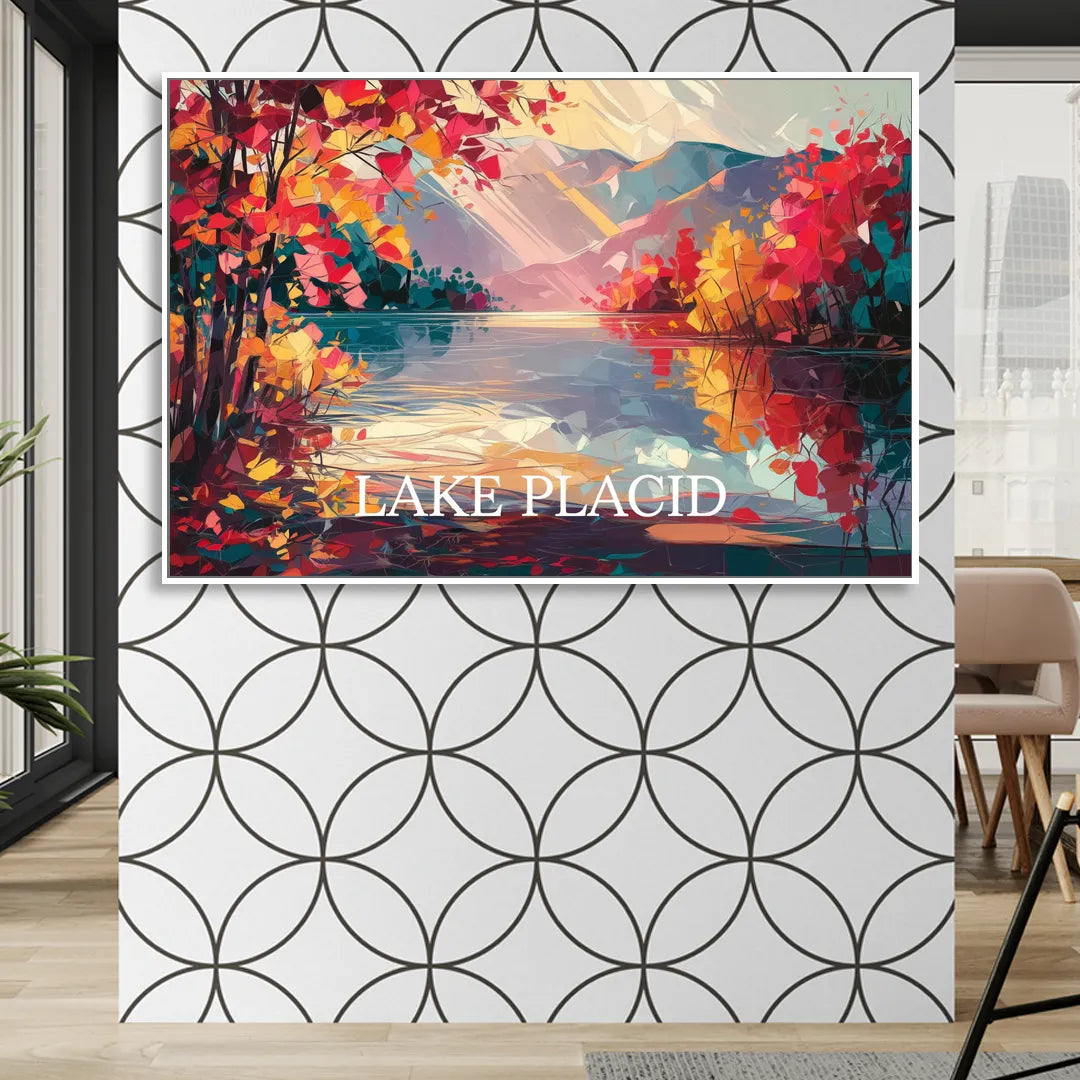 Lake Placid Autumn Splendor Living Room - White Canvas Wall Art