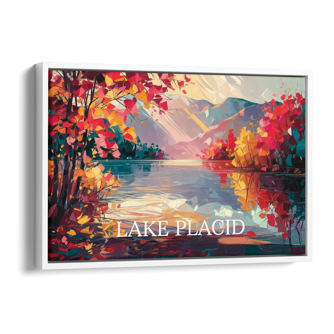 Lake Placid Autumn Splendor Side - White Canvas Wall Art