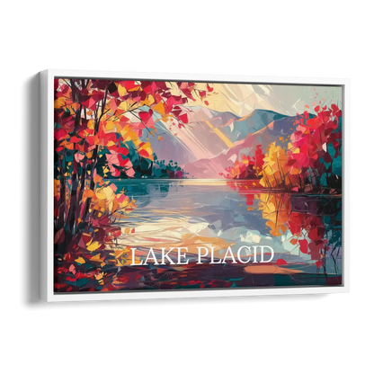Lake Placid Autumn Splendor Side - White Canvas Wall Art
