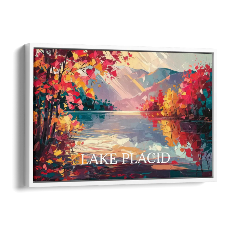 Lake Placid Autumn Splendor Side - White Canvas Wall Art