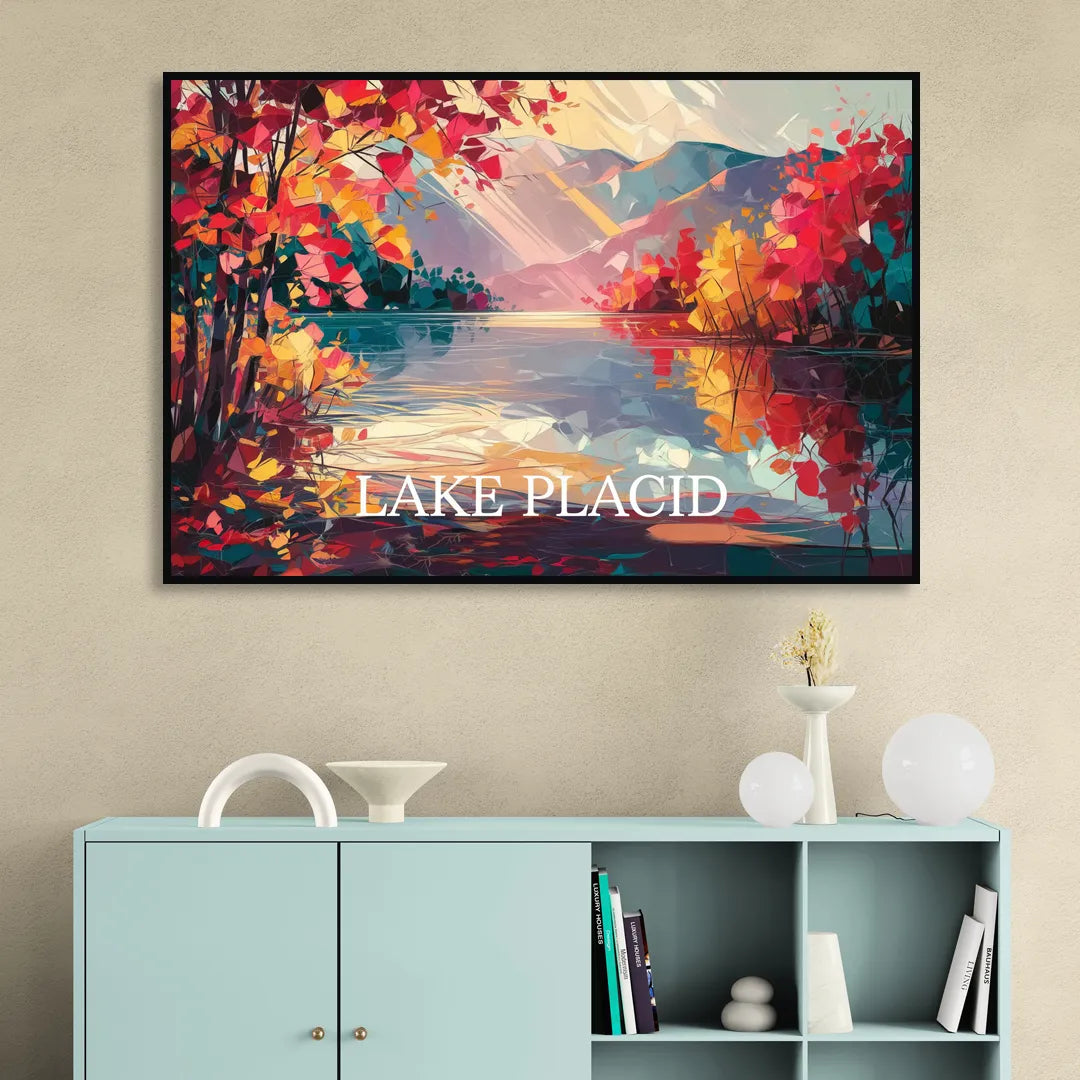 Lake Placid Autumn Splendor Living Room - Black Canvas Wall Art