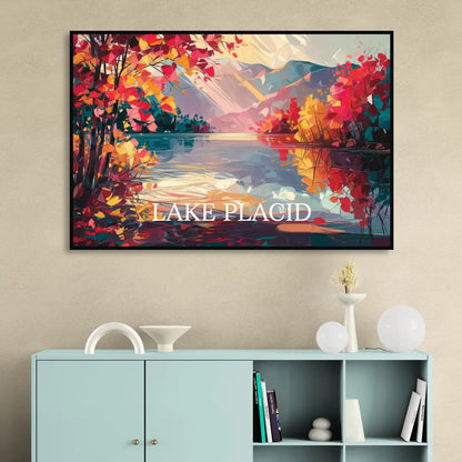 Lake Placid Autumn Splendor Living Room - Black Canvas Wall Art