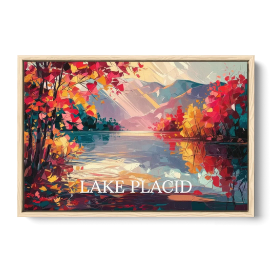 Lake Placid Autumn Splendor - Oak Framed Canvas Wall Art - Front