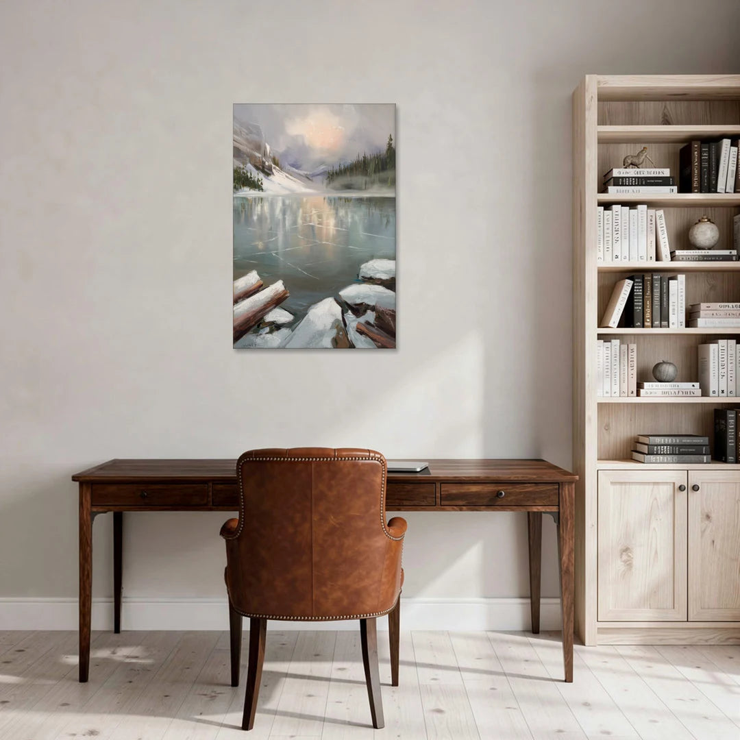 Lake Placid Frozen Lake Beauty - Canvas Wall Art - Office - 24x36