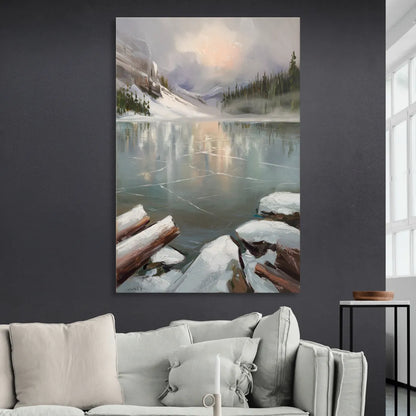 Lake Placid Frozen Lake Beauty Sitting Room - Canvas Wall Art