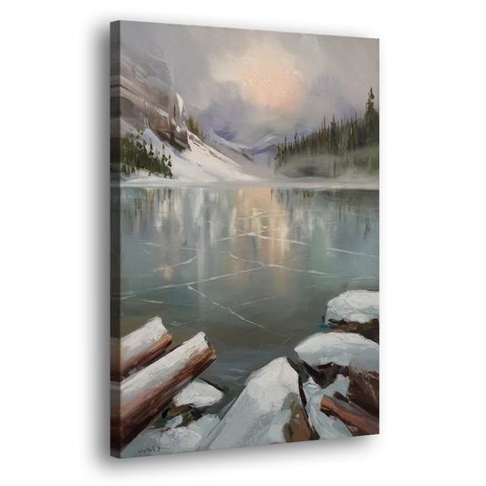 Lake Placid Frozen Lake Beauty Side - Canvas Wall Art