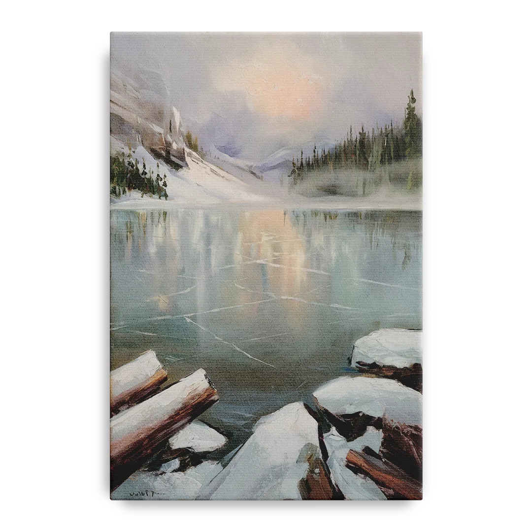 Lake Placid Frozen Lake Beauty Front - Canvas Wall Art