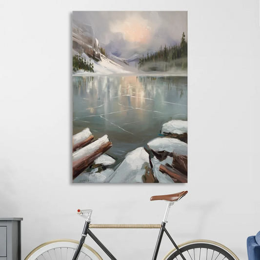 Lake Placid Frozen Lake Beauty Living Room - Canvas Wall Art