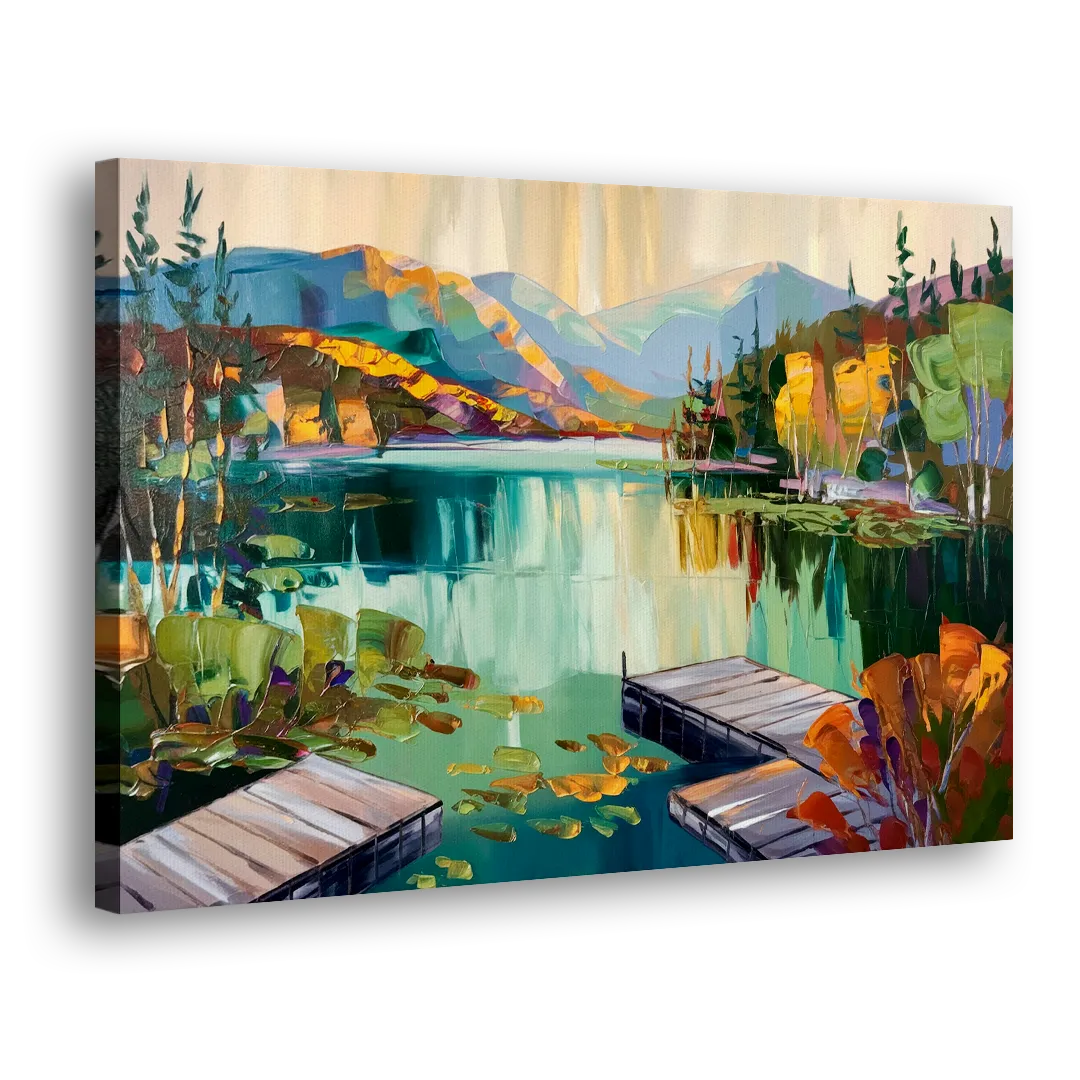 Lake Placid Mirror Lake View Side - Canvas Wall Art