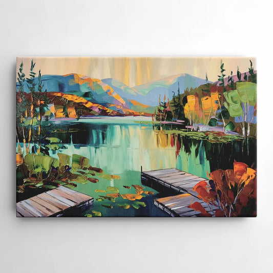 Lake Placid Mirror Lake View - Canvas Wall Art