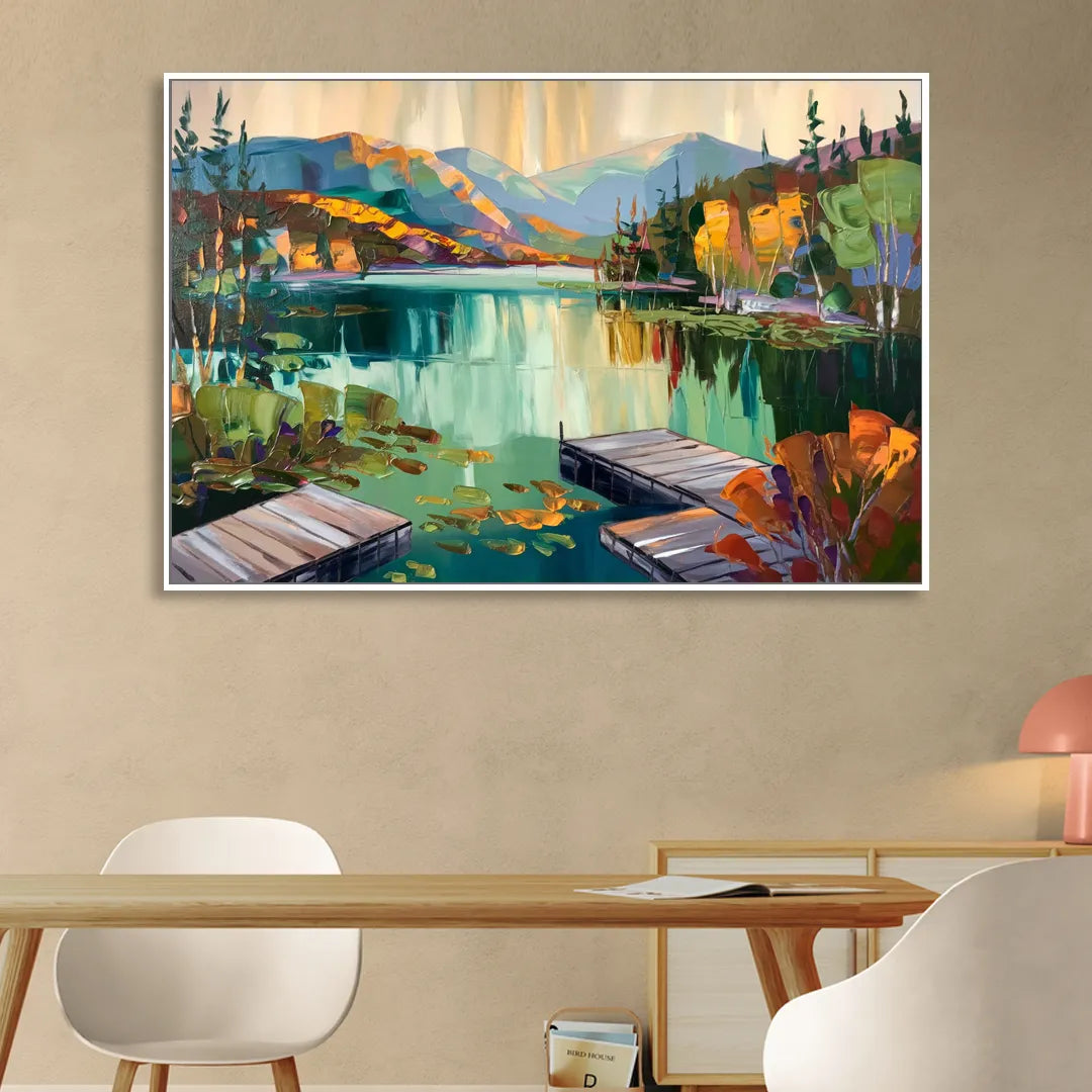 Lake Placid Mirror Lake View Sitting Room - White Canvas Wall Art