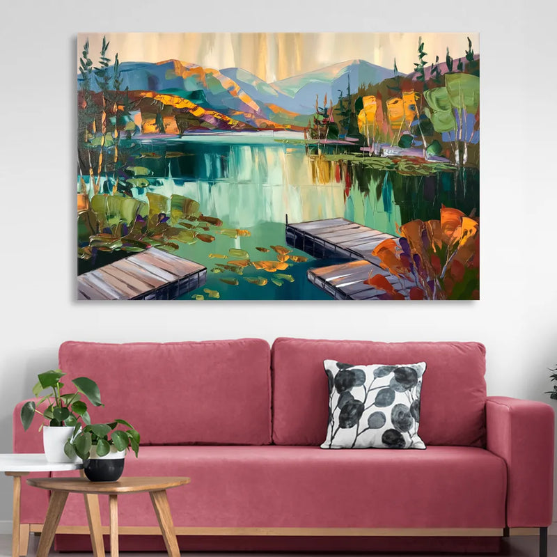 Lake Placid Mirror Lake View Sitting Room - Canvas Wall Art