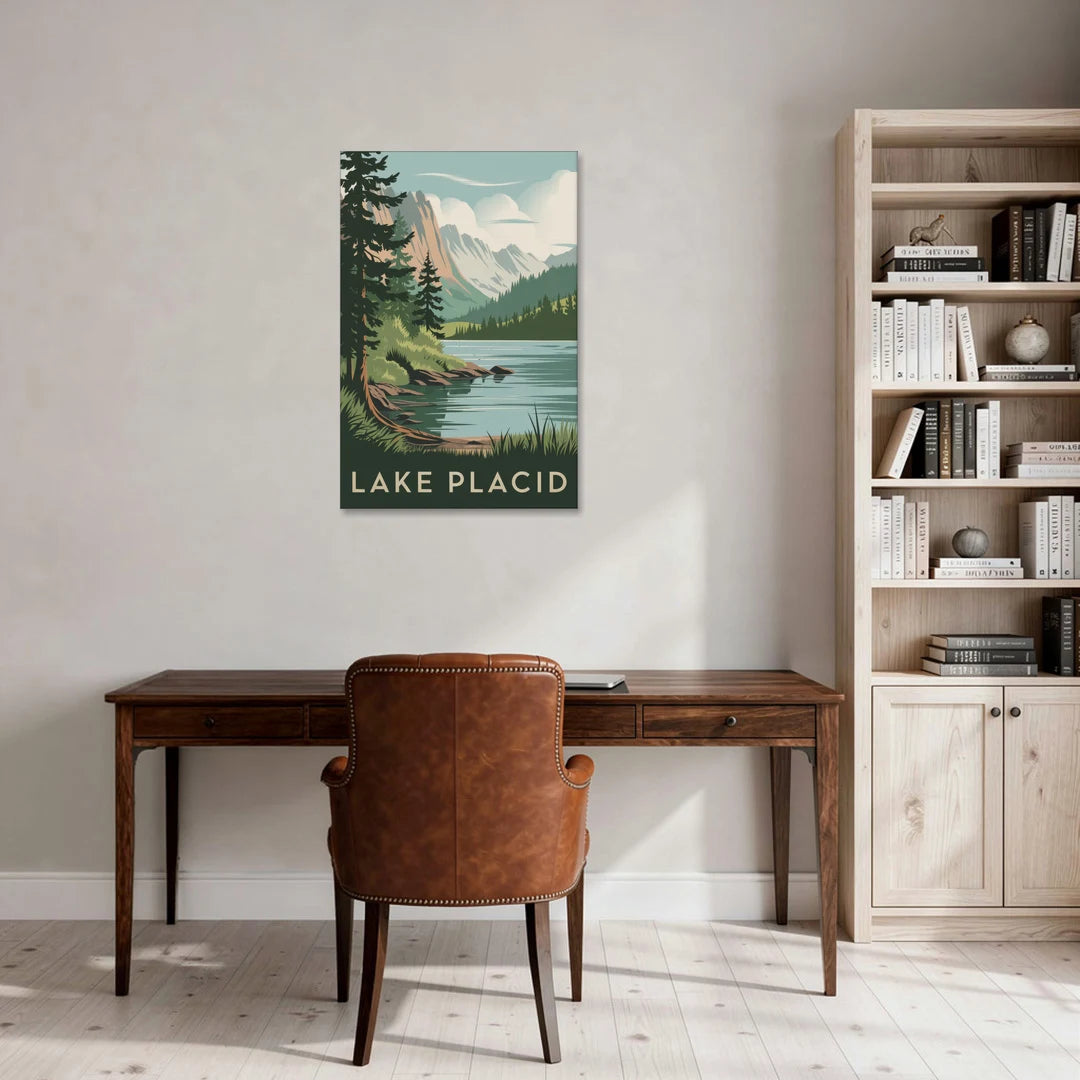 Lake Placid Mountain Escape - Canvas Wall Art - Office - 24x36