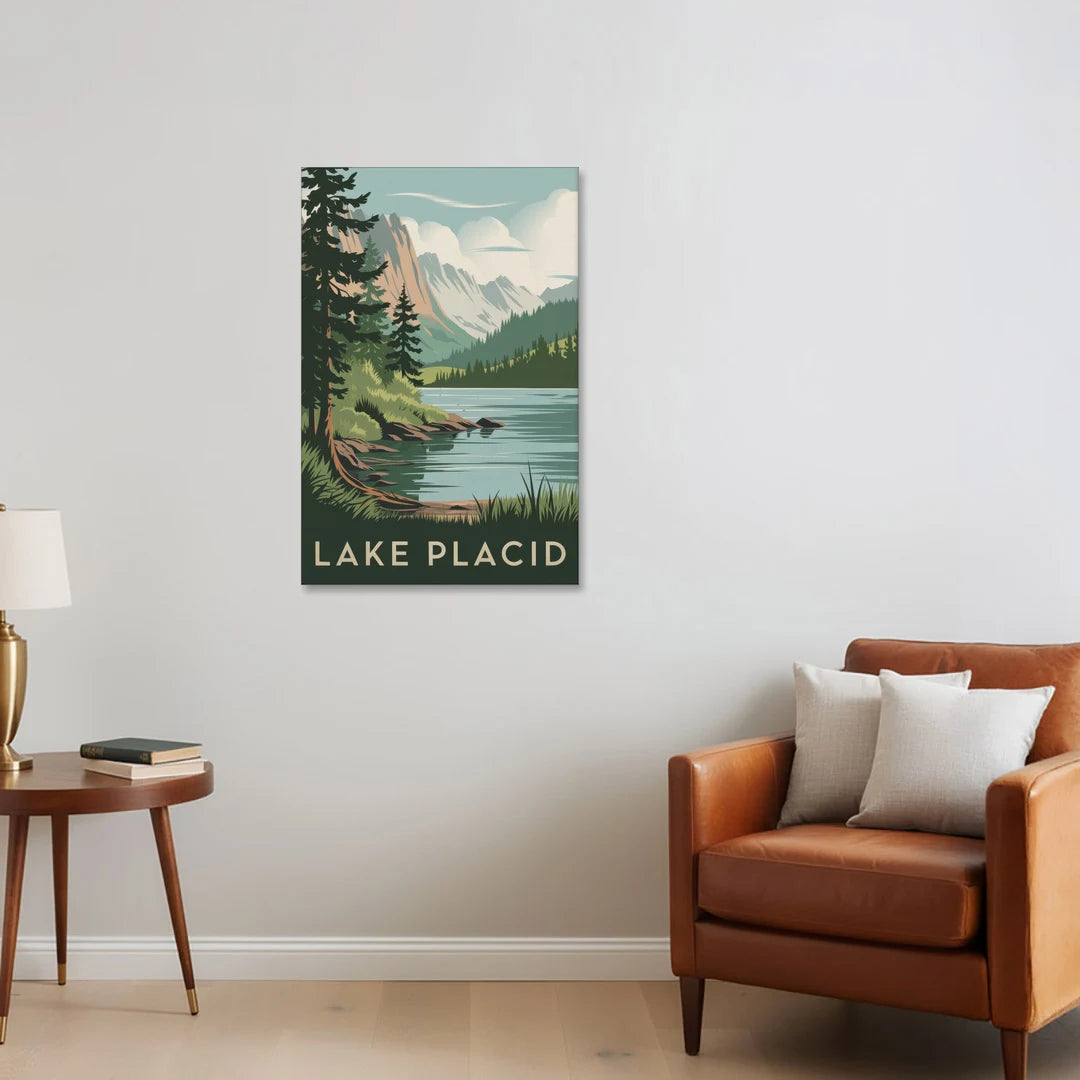 Lake Placid Mountain Escape - Canvas Wall Art - Sofa - 24x36